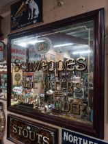 Schweppes Table Waters Cordials and Cider framed advertising mirror by J Carter 273 Grays Inn Road