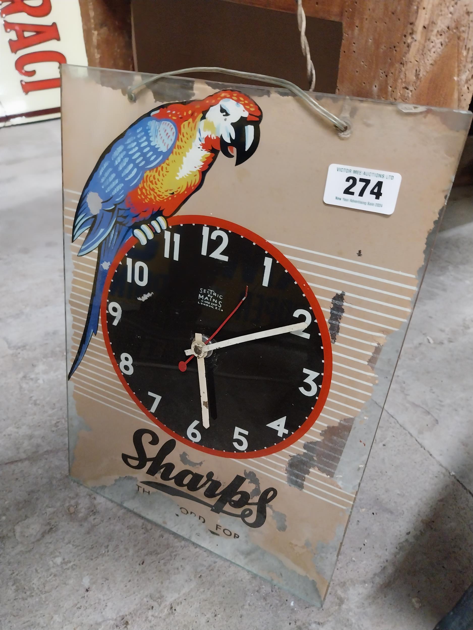 1960's Sharps glass battery advertising clock. {43 cm H x 30 cm W}. - Image 6 of 8