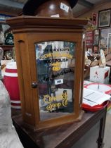 Cherry Blossom Boot Polish Chiswick Soap Co. mahogany corner advertising cabinet with single