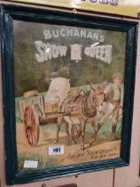 Buchanans Snow Queen framed advertising print. {36 cm H x 39 cm W}.