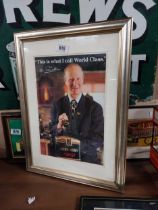 Guinness This is what I call world class Jack Charlton framed advertising showcard. {55 cm H x 41 cm
