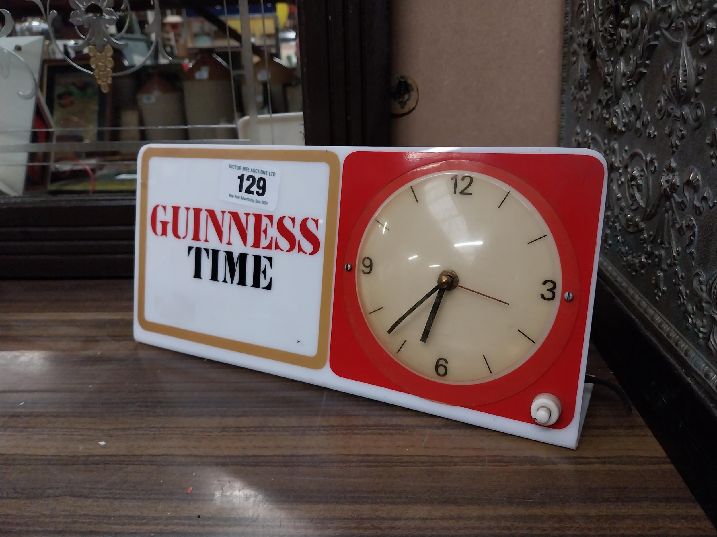 Guinness Time Perspex battery operated advertising clock. {15 cm H x 30 cm W}. - Image 3 of 8