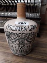 Cruskeen Lawn stoneware advertising flagon. {20 cm H x 13 cm Diam}.