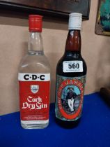 Two bottles of Fine Old Jamaican Sea Dog Rum and Cork Dry Gin.