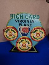 High Card Virginia Flake tobacco cardboard advertising showcard. {19 cm H x 20 cm W}.