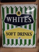White's Soft Drinks enamel advertising sign. {63 cm H x 53 cm W}.
