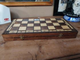 1970's boxed Chess set. {6 cm H x 49 cm W x 35 cm D}.