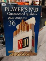 Player's No 10 Guaranteed Quality advertising showcard. {75 cm H x 52 cm W}.