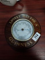 Lovely Day for A Guinness oak advertising barometer. {21 cm Dia.}.