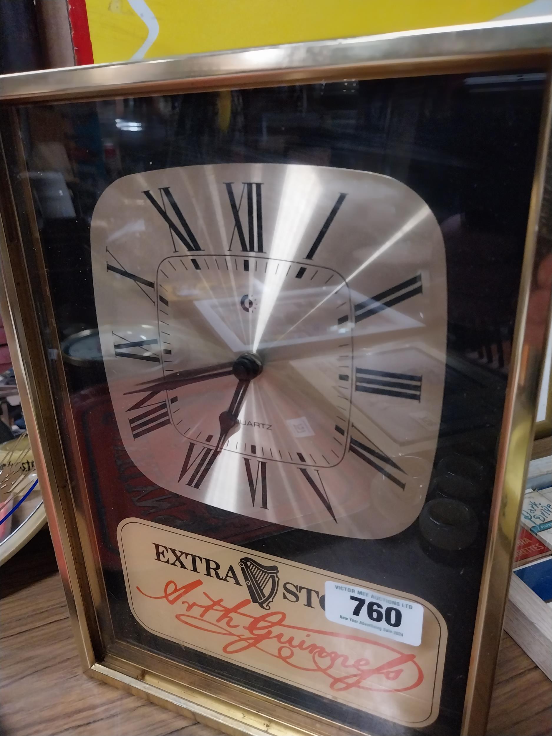 Guinness Extra Stout brass battery advertising clock. {36 cm H x 25 cm W}. - Image 3 of 4