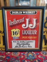 Jameson Irish Whiskey advertising print mounted in painted pine frame {60 cm H x 51 cm W}.