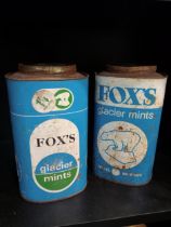 Pair of Fox's glacier tin {H 26cm x W 14cm x D 11cm }.