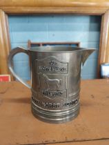 White Horse whiskey advertising jug {12 cm H x 16 cm H x 10 cm W}.