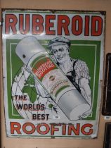 Ruberoid the World's Best Roofing enamel advertising sign. {90 cm H x 68 cm W}.