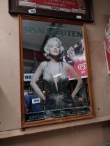 Chocolat Van Houten Certains L'aiment Chaud Marilyn Monroe framed advertising mirror. {68 cm H x