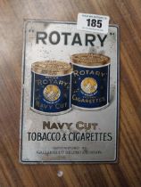 Rotary Navy Cut Cigarettes tin plate showcard. {21 cm H x 14 cm W}.