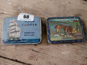 Two advertising tobacco tins - Country Life and Clipper. {3 cm H x 11 cm W x 8 cm D} approx.