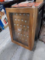 1980's pine key cabinet. {74 cm H x 52 cm W x 11 cm D}.