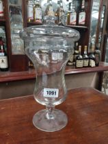 Early 20th C. Glass sweet jar. {38 cm H x 20 cm W}.
