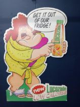 Pair of Lifesize original retro circa 1997 The fat slags for Lucozade calories drink advertising