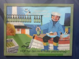 1950s oil on board advertising painting commissioned by Carlsberg signed HOF- har den rene friske