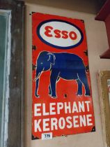 Esso Elephant Kerosene enamel advertising sign. {61 cm H x 32 cm W}.
