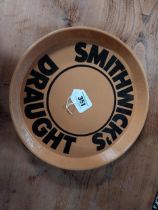 Smithwick's Draught tinplate advertising drinks tray. {30 cm H x 30 cm W}.