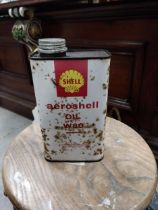 1970's Shell Aeroshell oil can. {21 cm H x 12 cm W x 6 cm D}.
