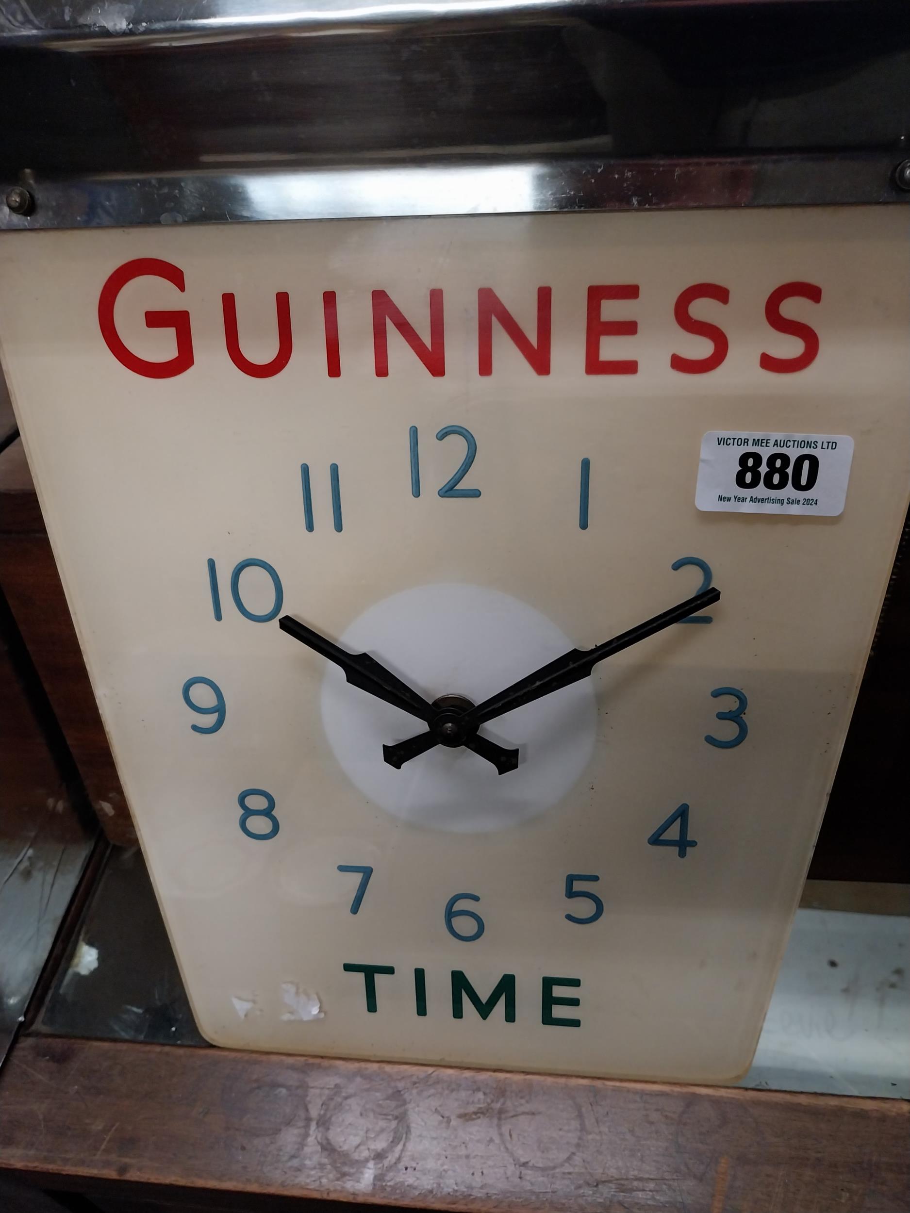 Guinness chrome and Perspex hanging battery advertising clock. {42 cm H x 44 cm W}. - Image 2 of 3