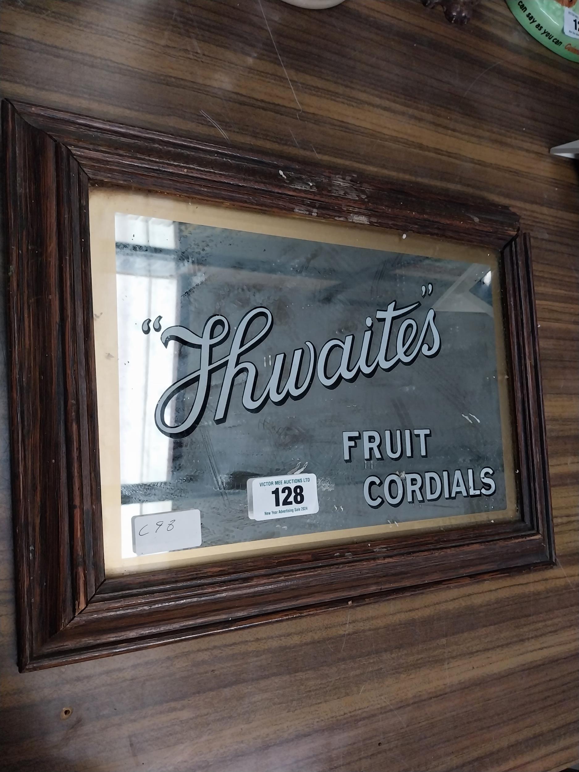 Thwaites Fruit Cordials framed advertising mirror. {31 cm H x 41 cm W}.