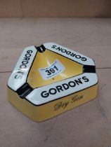 Gordon's Dry Gin Carltonware advertising ashtray. {3 cm H x 15 cm W x 15 cm D}.