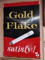Wills's Gold Flake Satisfies enamel advertising sign. {89 cm H x 59 cm W}.