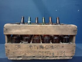 Vintage crate of Abbaye St Arnould ABI Bottles and Polvin Grard Jemappes bottles