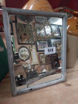 Player's Please framed advertising mirror with damage. {28 cm H x 22 cm W}