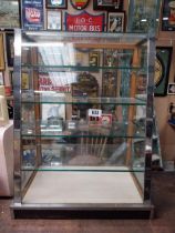 Chrome and glass Art Deco counter cabinet. {68 cm H x 53 cm W x 33 cm D}.