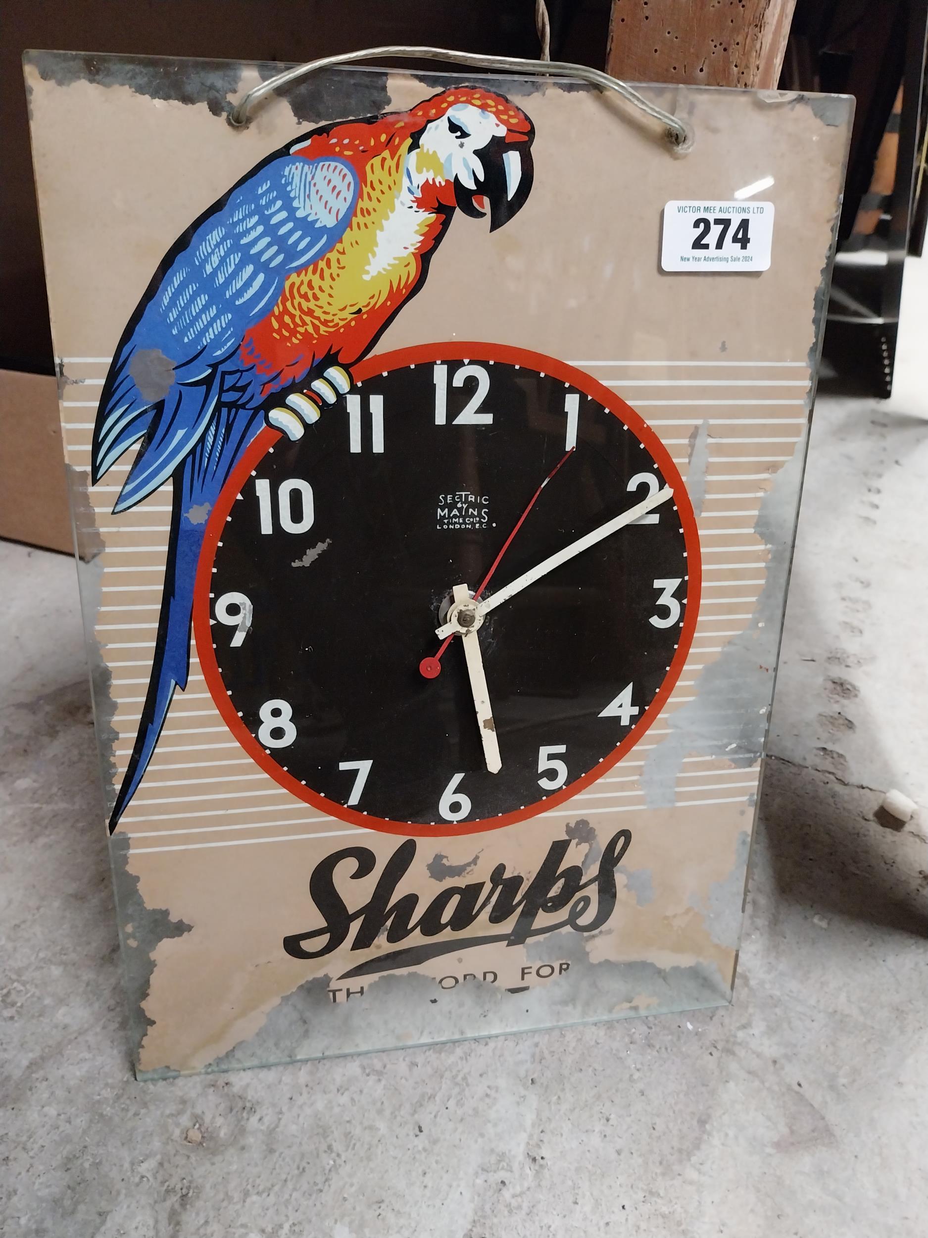 1960's Sharps glass battery advertising clock. {43 cm H x 30 cm W}. - Image 2 of 8