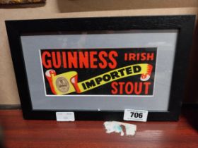 Guinness framed showcard. {20 cm H x 32 cm W}.