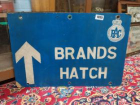 RAC Brands Hatch painted wooden sign. {46 cm H x 69 cm W}.