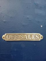 Brass off sales sign {H 3cm x W 20cm }.