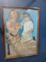 Large 20th C. Mentholatum pictorial framed advertising showcard {H 111cm x W 84cm }.