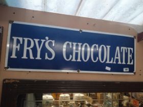 Fry's Chocolate enamel advertising sign. {20 cm H x 91 cm W}.