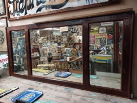 Early 20th C. Kirker and Greer Old Irish Whisky tryptich bar back advertising mirror in stained teak