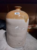 Four gallon stoneware flagon. {48 cm H x 27 cm Dia.}.