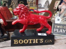 Booth's Gin Perspex advertising figure of Lion. {22 cm H x 23 cm W x 10 cm D}.