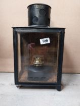 19th C. tin plate paraffin wall lantern. {47 cm H x 27 cm W x 20 cm D}.