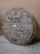 Cairnes of Drogheda oak barrel top. {50 cm Dia}.