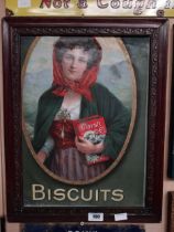 Marsh and Co Biscuits framed advertising showcard. {62 cm H x 48 cm W}.