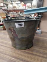 Painted metal bucket of Golfer Blackheath 1853. {20 cm H x 27 cm Dia}