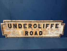 Cast iron road sign Underliffe Road {H 32cm x W 108cm }.