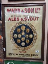 Ward and Son Ltd Ales and Stouts framed advertising print. {80 cm H x 60 cm W}.